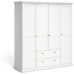 Tvilum Paris 4 Door 2 Drawer Wardrobe - White