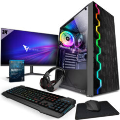 ( VI-2 | AMD Athlon PRO 300GE | Vega 3 | 8GB RAM | 1TB HDD | 240GB SSD | Win 11 | WiFi | 24" Monitor Bundle ) Vibox VI Gaming PC