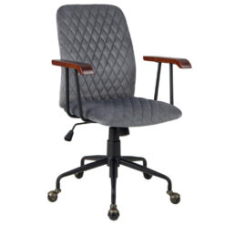 Velvet Office Chair Mid-back Computer Desk Chair W/Rubber Wood Armrest