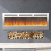(60 Inch Stainless Steel) Electric Wall Mounted LED Fireplace 12 Color Wall Inset Into Fire