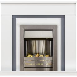 Adam Milan Electric Fire Suite - White and Grey