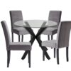 Argos Home Alice Glass and Black Table & 4 Grey Chairs