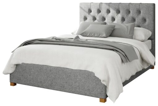 Aspire Olivier Twill Double Ottoman Bedframe - Grey