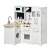 HOMCOM Kids Kitchen Playset, Toy Kitchen w/ Full Accessories - White