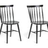 Habitat Talia Pair of Solid Wood Dining Chairs - Black