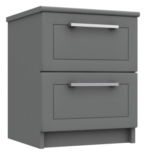 Hatfield 2 Drawer Bedside Table - Grey Gloss