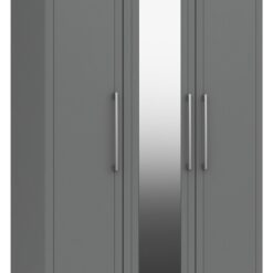 Hatfield 3 Door Mirror Wardrobe - Grey Gloss