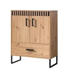 "Melle 4" chest of drawers, 1 decorative strip -MDF slats -Artisan oak/Black matt, 1 decorative strip -Black matt, Artisan oak/Black matt color