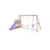 (Neptune, Pink) Rebo Wooden Swing Set plus Deck & Slide