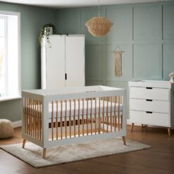 Obaby Maya Cot Bed Nursery Furniture Set - White and Acacia