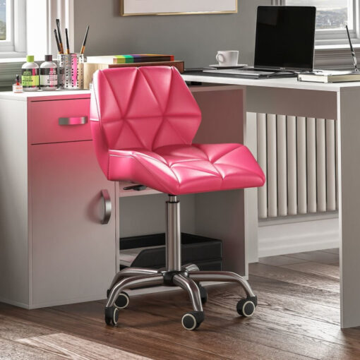 (Pink) Geo Computer Chair Office Ergonomic Faux Leather