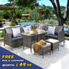 Thalia- Outdoor Corner Sofa Set with weather-proof Rug and Cushions - 9 Seater