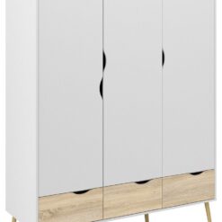 Tvilum Oslo 3 Door 3 Drawer Wardrobe - White And Oak