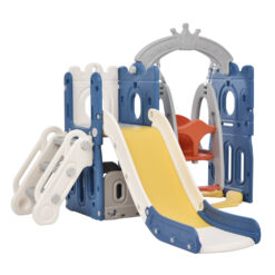 (Blue) 5 in 1 Kids Slide & Climbing Toys with Storage