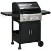 Outsunny 3 - Burner Freestanding Liquid Propane 30000 BTU Gas Grill with Cabinet