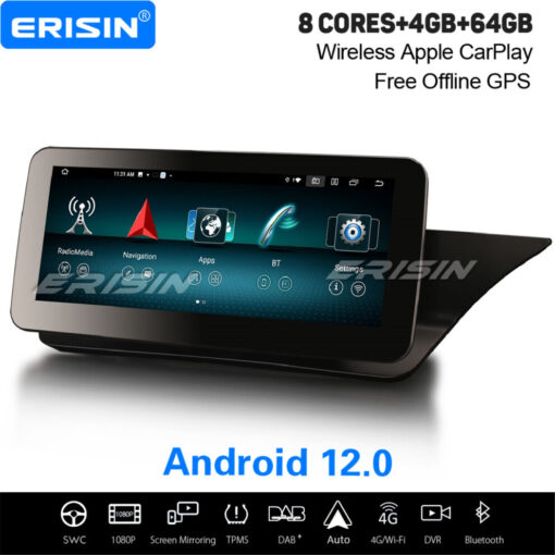 10.25" IPS 8-Core Android 12 Car Stereo For Mercedes Benz E-Class W212 / S212 NTG 4.0 DAB+ Satnav CarPlay WiFi 4GB+64GB