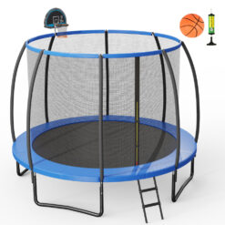 12 FT Outdoor Trampoline Jumping Exercise Fitness Play w/Basketball Hoop