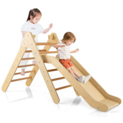 2-in-1 Triangle Climbing Set Wooden Triangle Climber Kids Climbing Toy