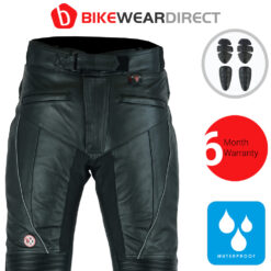 (34W / 34L) Waterproof Leather Motorbike Motorcycle Trousers With CE Armour Biker Racing