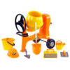 (8 pcs) Polesie Wader Play Cement Mixer Set Mixing Machine Orange Polypropylene XXL