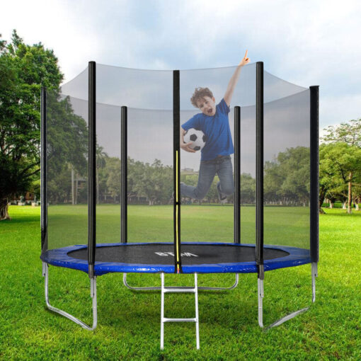 8FT Kids Outdoor Trampoline with Safety Enclosure, Ladder