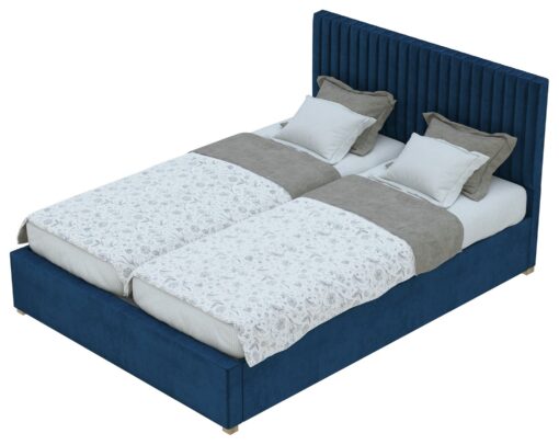 Aspire Kingsize Velvet Adjustable Bed with Mattress - Navy