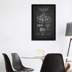 'Bike Charcoal Patent' Graphic Art on Wrapped Canvas