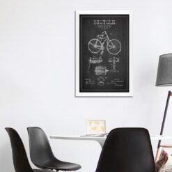 'Bike Charcoal Patent' Graphic Art on Wrapped Canvas