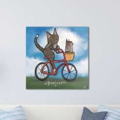'Bike Riding Cat' by Andrea Doss Art Print Wrapped on Canvas
