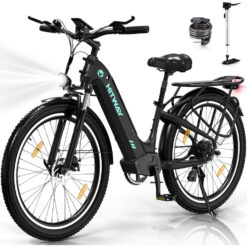 (Black) HITWAY 26x3.0 Electric Bike for Adults, 250W City Commuter E bike with 48V 18Ah Removable Battery