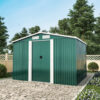 (Dark Green, 6x 8ft) Metal Steel Garden Shed Outdoor Storage Tool Sheds Building & Foundation