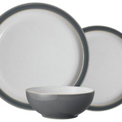 Denby 12 Piece Stoneware Dinner Set - Fossil Grey