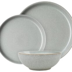 Denby Elements 12 Piece Stoneware Dinner Set - Light Grey