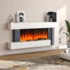 Electric Fire Suite Black Fireplace with White Surround Set and Left Night Light, Remote Control 52 Inch