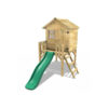 (Green) Rebo Orchard 4FT x 4FT Wooden Playhouse On 900mm Deck + 6FT Slide Swan