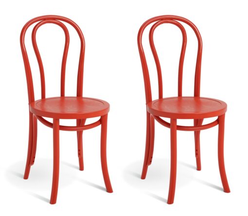 Habitat 60 Larsa Pair of Solid Wood Dining Chairs - Red