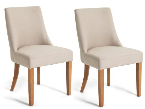 Habitat Alec Pair of Fabric Dining Chair - Oatmeal