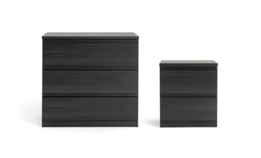 Habitat Jenson 3 Drawer Chest & Bedside Table- Black & Brown