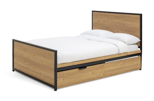 Habitat Loft Living Kingsize Wooden Storage Bed Frame - Oak