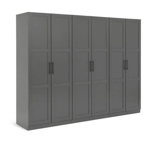 Habitat Munich Panelled 6 Door Wardrobe - Anthracite