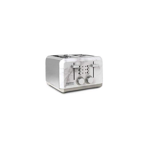 Haden Cotswold Toaster Electric Stainless-Steel Toaster with Reheat and Defrost Functions - Four Slice, 2300W, Marble - CF01