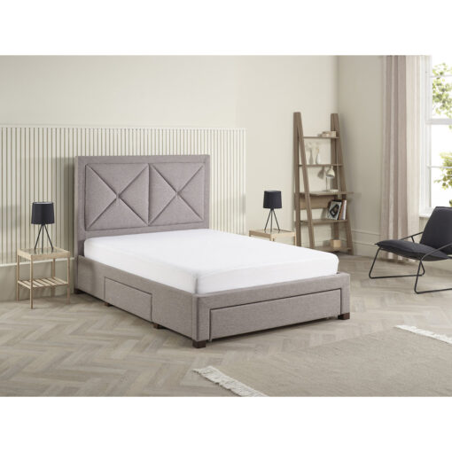 Hariz Upholstered Bed Frame with 3 Drawer Storage