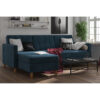 Hartford Sofa Bed Sectional Storage Left Or Right Chaise Blue Chenille By Dorel