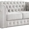 Jay-Be Chesterfield Fabric 2 Seater Sofa Bed - Light Grey