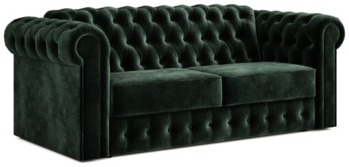 Jay-Be Chesterfield Velvet 3 Seater Sofa Bed - Dark Green