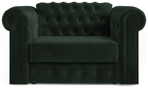 Jay-Be Chesterfield Velvet Cuddle Chair Sofa Bed -Dark Green