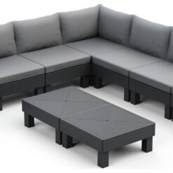 Keter Elements 7 Seater Plastic Garden Sofa Set - Grey