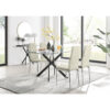 Lenworth Glass Rectangular Dining Table Set with 4 Quilted Velvet Dining Chairs