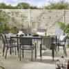 Loreto Outdoor 8 Seat Grey Dining Table & Chairs Set for Modern Minimalist Gardens (Cover Included)