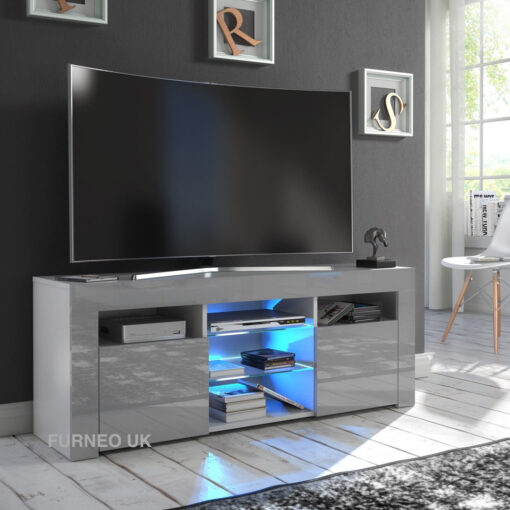 Puzzo Grey TV Stand for TVs up to 55in with Blue LED Lights